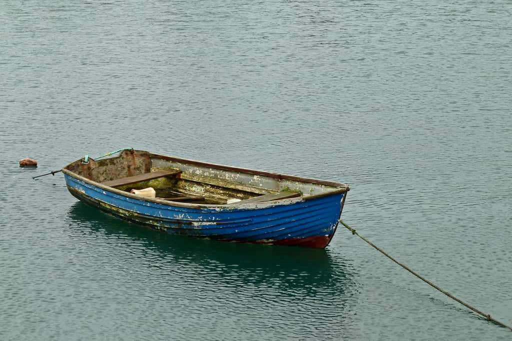 A boat on open water